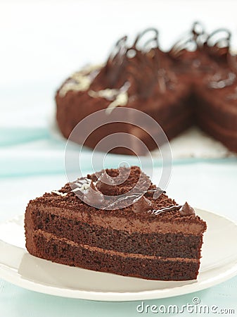 Chocolate cake slice Stock Photo