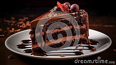 Chocolate Cake, Tempt the Senses Scrumptious Dessert, Indulging in Decadence Stock Photo