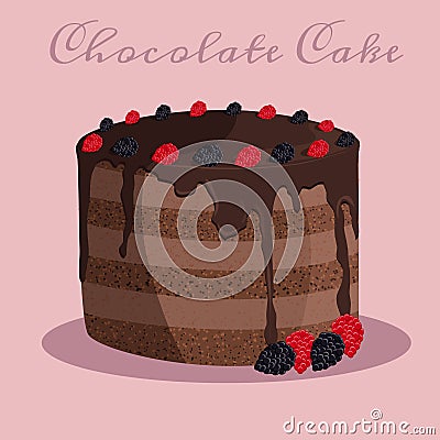 Chocolate cake vector illustration. Vector Illustration