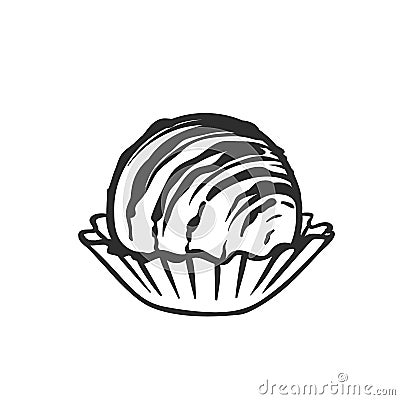 Chocolate candie monochrome outline icon Vector Illustration