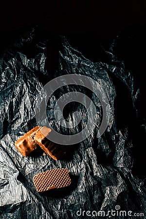Chocolate candies on a black background Stock Photo