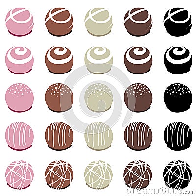 Chocolate candies for dessert, vector Vector Illustration