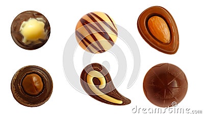 Chocolate candy isolated praline delicious sweets on white background confectionery Stock Photo