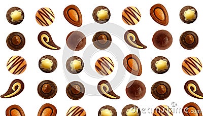 Chocolate candy isolated praline dessert delicious sweets on white background confectionery Stock Photo