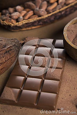 Chocolate , candy sweet, dessert food on natural paper background Stock Photo