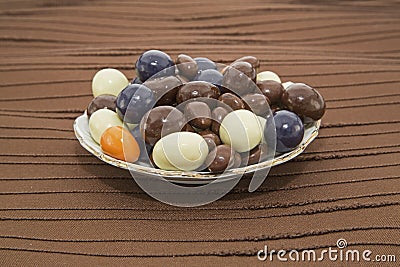 Chocolate candy sweets bowl Stock Photo