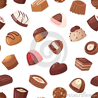 Chocolate candy vector sweet confection dessert with cocoa in confectionery shop illustration of tasty choco truffle in Vector Illustration