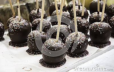 Chocolate Caramel Apples Stock Photo