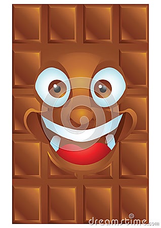 Chocolate cartoon character laughing Vector Illustration