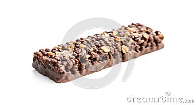 Chocolate cereal bar. Tasty protein bar Stock Photo