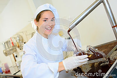 Chocolate chef in kitchen Stock Photo
