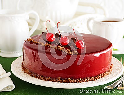 Chocolate cherry cake Stock Photo