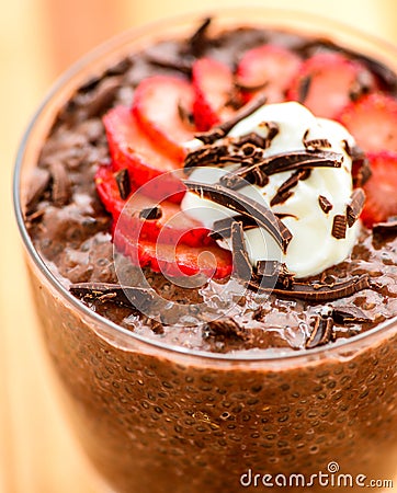 Chocolate Chia seed pudding Stock Photo