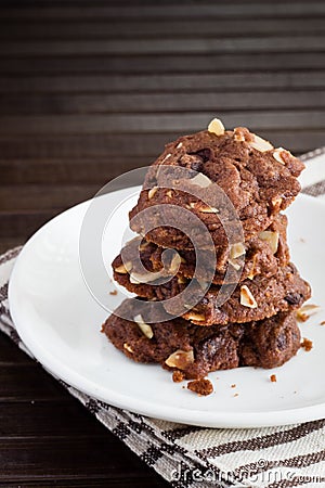 Chocolate chip almond cookies Stock Photo