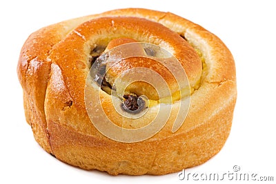 Chocolate chip brioche bun over white Stock Photo