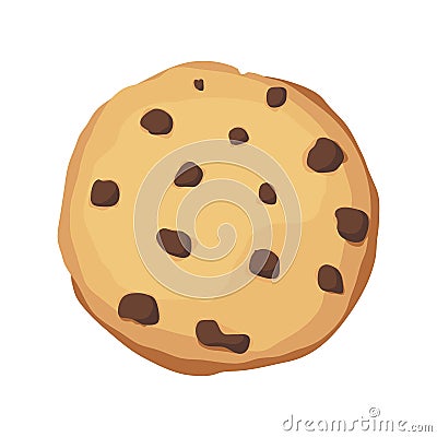 A chocolate chip cookie. Choco cookie icon. Vector illustration Vector Illustration