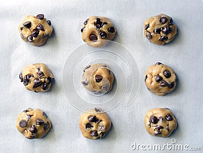 Chocolate chip cookie dough view from above Stock Photo