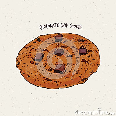 Chocolate-chip cookie, hand draw sketch vector Vector Illustration