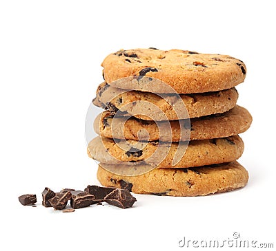 Chocolate chip cookie isolated Stock Photo