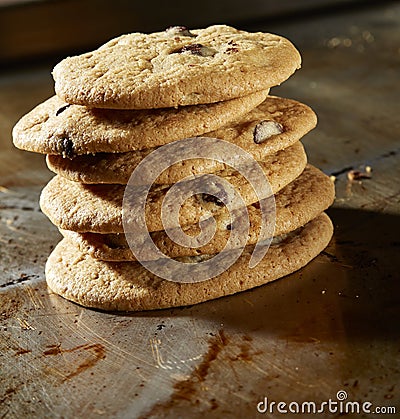 Chocolate Chip Cookie Stack Stock Photo