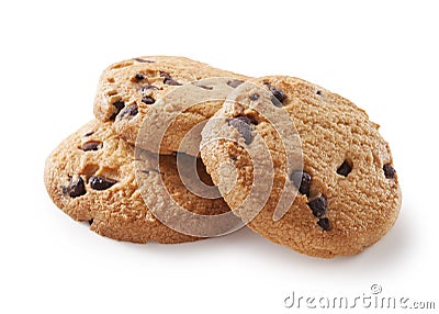 Chocolate chip cookie on white Stock Photo