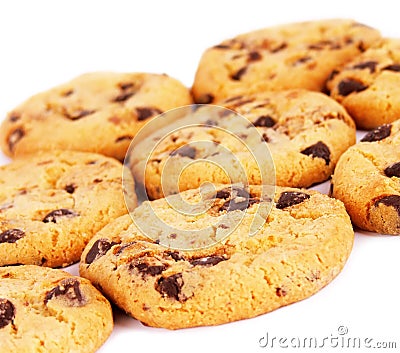 Chocolate chip cookies background Stock Photo