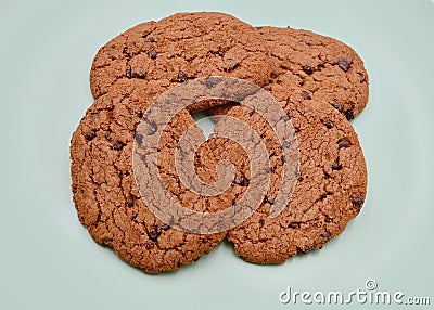 Chocolate chip cookies with coffee flavoring on a plate Stock Photo