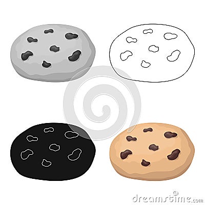 Chocolate chip cookies icon in cartoon style isolated on white background. Chocolate desserts symbol stock vector Vector Illustration