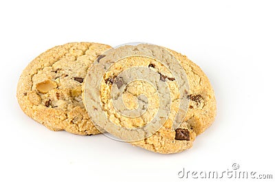 Chocolate chip cookies isolate on white bachground Stock Photo