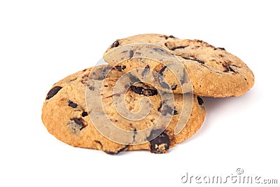 Chocolate chip cookies isolated on white background Stock Photo