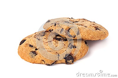 Chocolate chip cookies isolated on white background Stock Photo