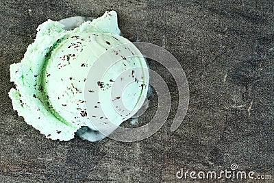 Chocolate Chip Mint Ice Cream Scoop Stock Photo