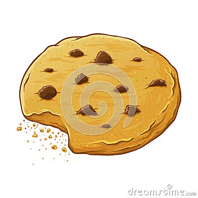 Chocolate Chips Cookie Eaten Vector Illustration