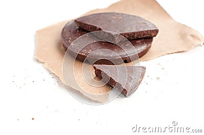 Chocolate chunks and crumbs on paper Stock Photo