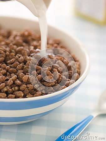 Chocolate coated Puffed Rice Cereal Stock Photo