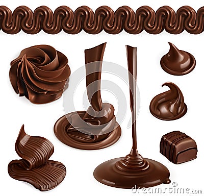 Chocolate, cocoa butter and whipped cream Vector Illustration