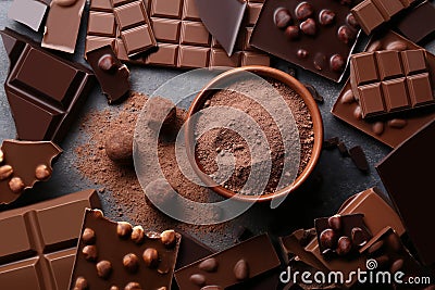 Chocolate with cocoa powder Stock Photo