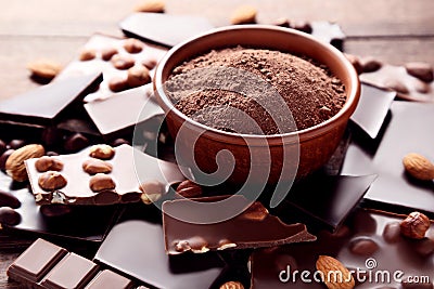 Chocolate with cocoa powder Stock Photo