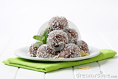 Chocolate coconut balls Stock Photo