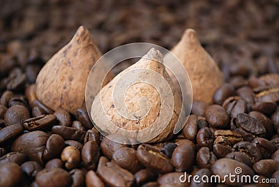 Chocolate and coffee beans Stock Photo