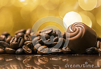 Chocolate and coffee beans Stock Photo