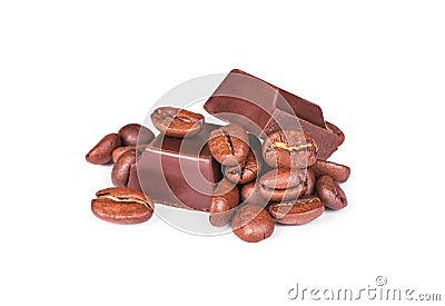 Chocolate and coffee beans Stock Photo