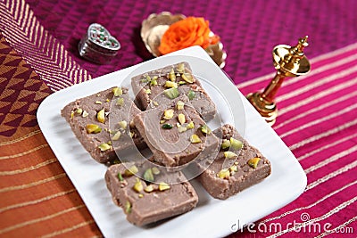 Chocolate barfi/chocolate confectionery Stock Photo