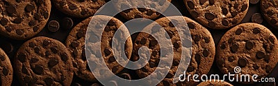 Chocolate cookie background banner with copy space. Generative Ai Stock Photo