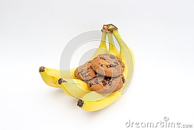 Chocolate Cookies with Banana Stock Photo