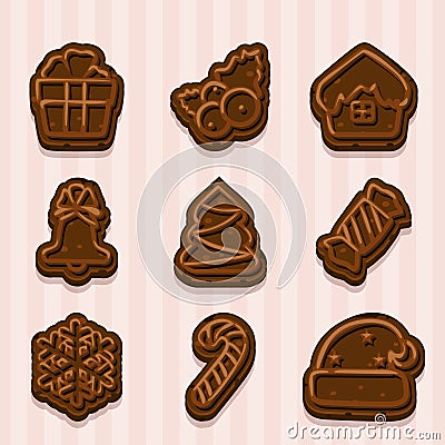 Chocolate cookies for Christmas and New Year Stock Photo