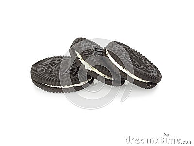 Chocolate cookies cream on white Stock Photo