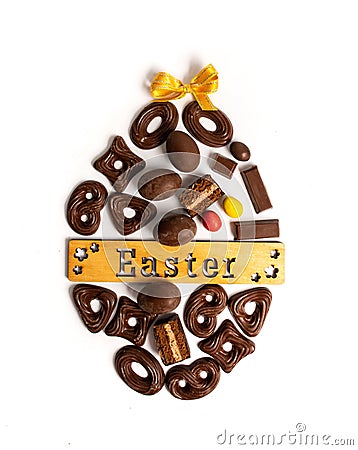 Chocolate cookies and Easter holiday card Stock Photo