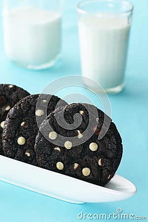 Chocolate Cookies with White Chocolate Chips Stock Photo