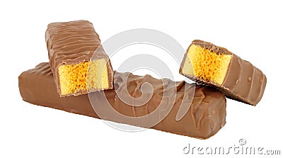 Chocolate Covered Honeycomb Toffee Bars Stock Photo